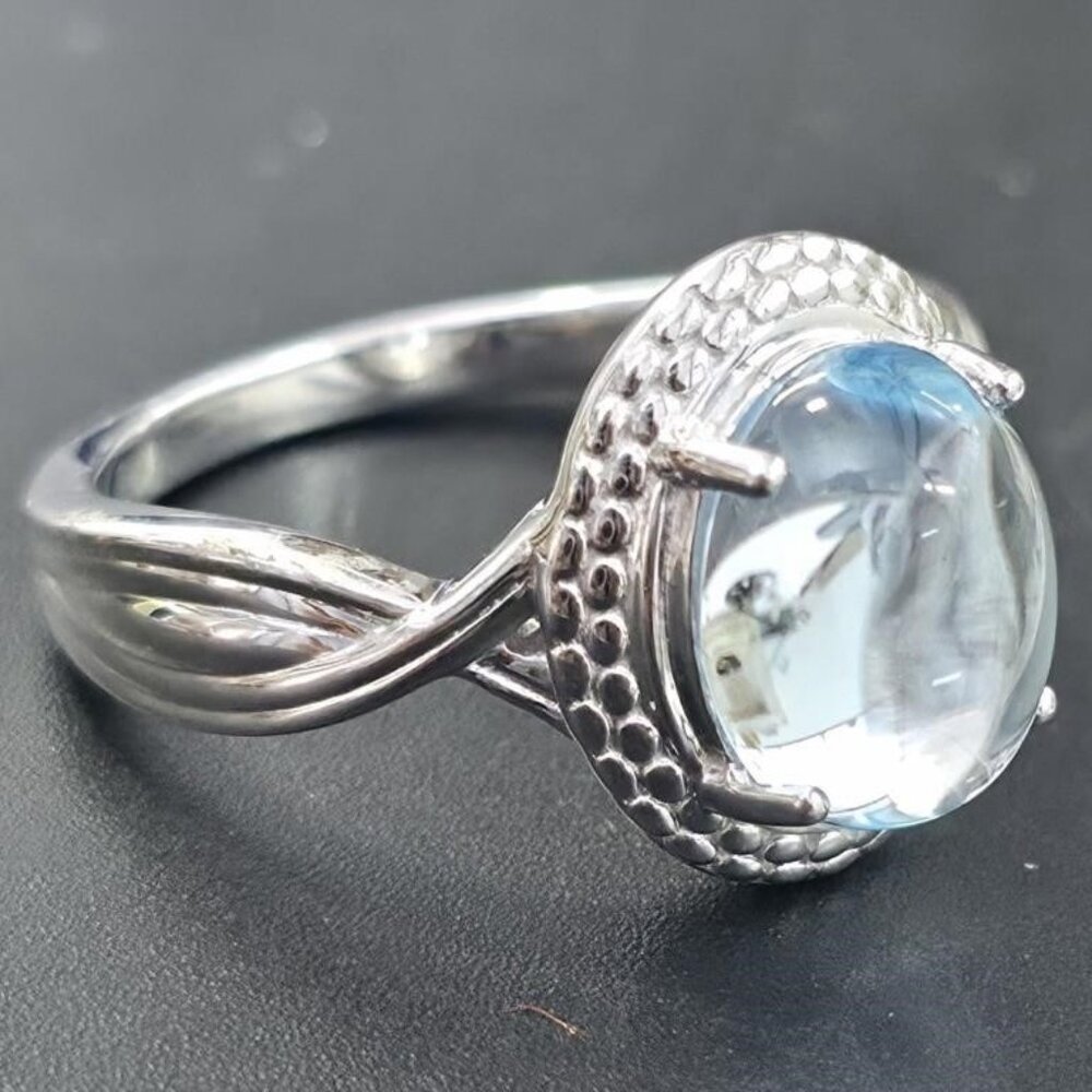 Sterling Silver Blue Topaz(2.25ct) Rhodium Plated Ring (~weight 4.36g)
